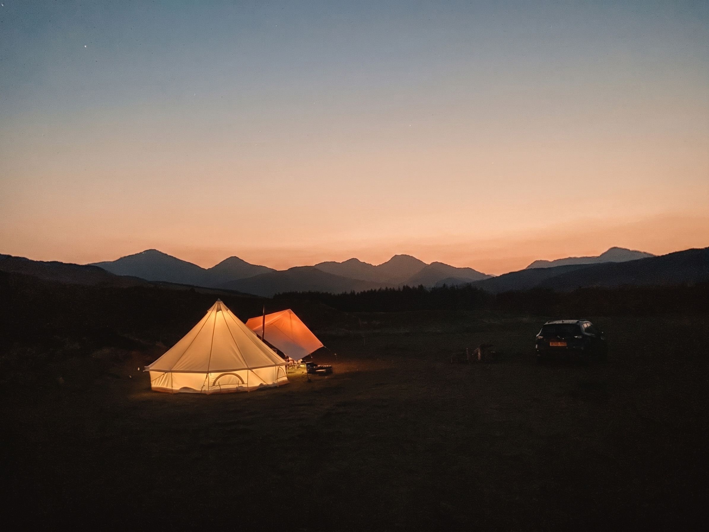 Cosy Canvas bell tent pitched in a Scottish highland glen