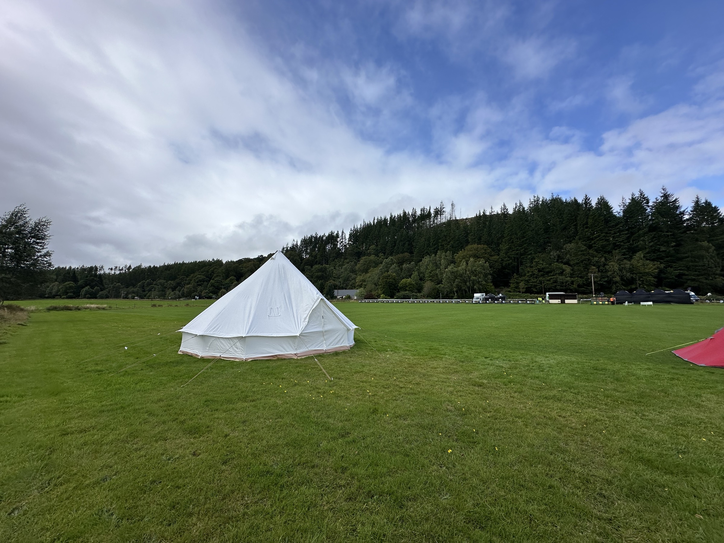 A 6M Cosy Canvas bell tent pitched on the Rat Race event field north of Fort William