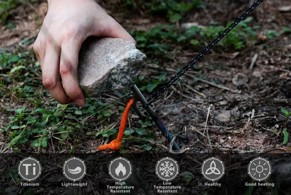 6pcs Heavy Duty Titanium Alloy Camping Tent Stakes - Image 11