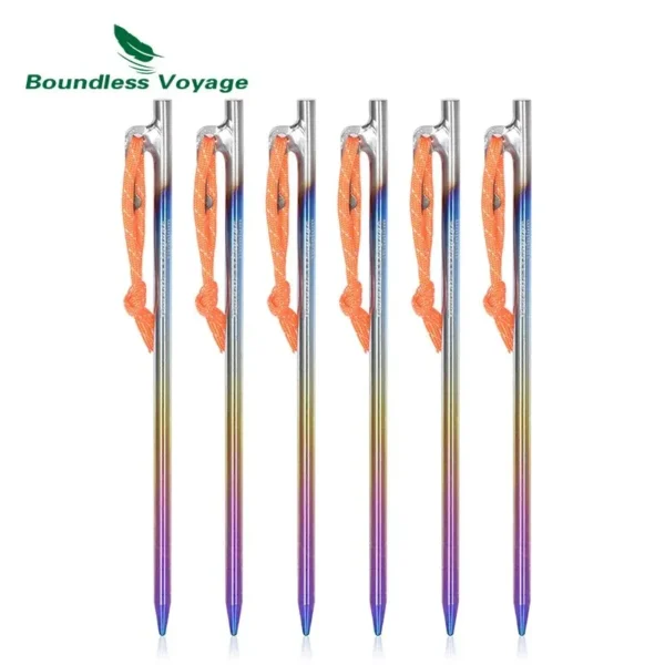 6pcs Heavy Duty Titanium Alloy Camping Tent Stakes - Image 3