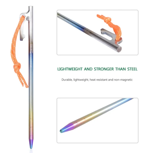 6pcs Heavy Duty Titanium Alloy Camping Tent Stakes - Image 8
