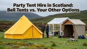 Professional header image for comparison analysis: Party Tent Hire in Scotland: Bell Tents vs. Your Other Op...